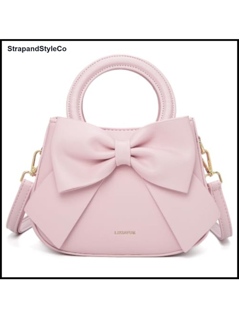 Vegan Leather Bow Crossbody Bag Mini Purse Round Handle